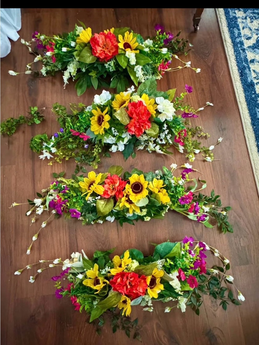 Handmade Silk Floral Aisle Runners, Arch Sprays, Table Center Pieces